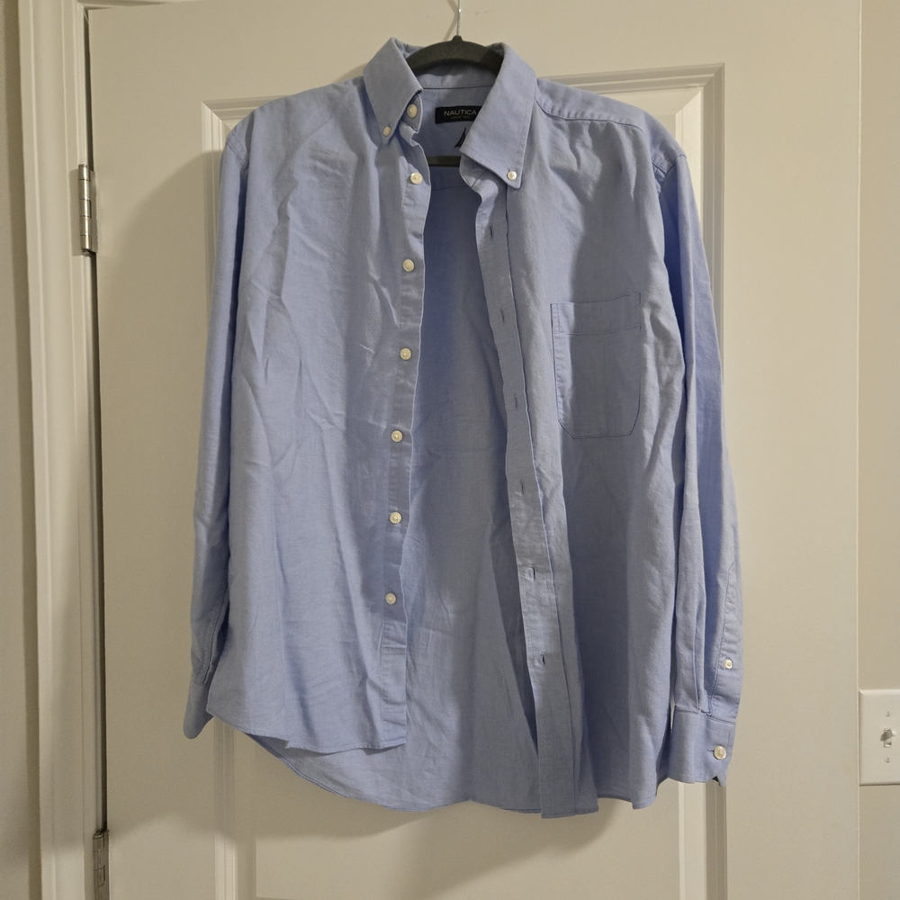 Nautica Men's Sky Blue Casual Button-Down Shirt
